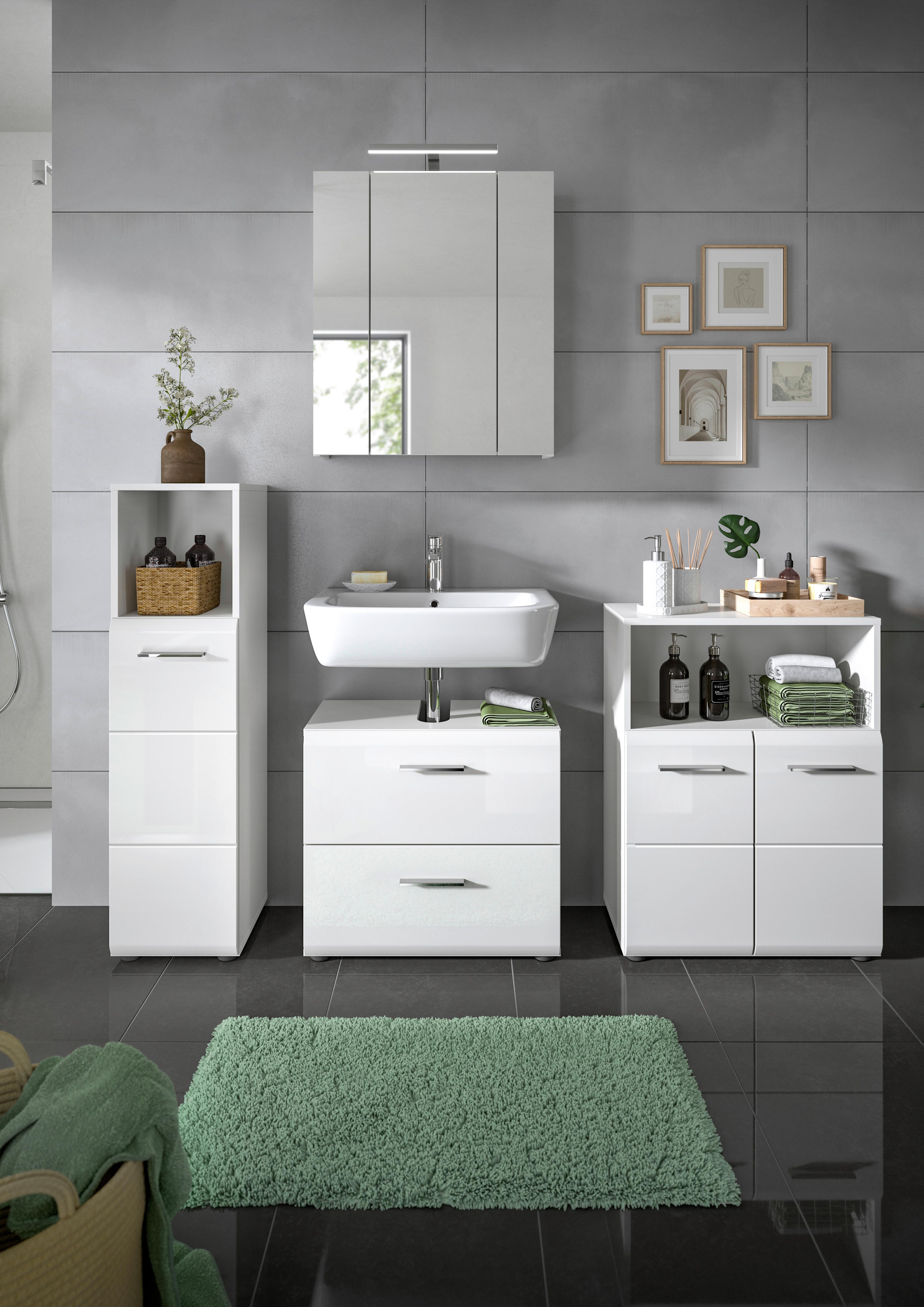 Waschbeckenunterschrank Ice ca. 60x54x32 Weiß hochglanz - Weiß Hochglanz, MODERN, Holzwerkstoff (60/54/32cm) - MID.YOU