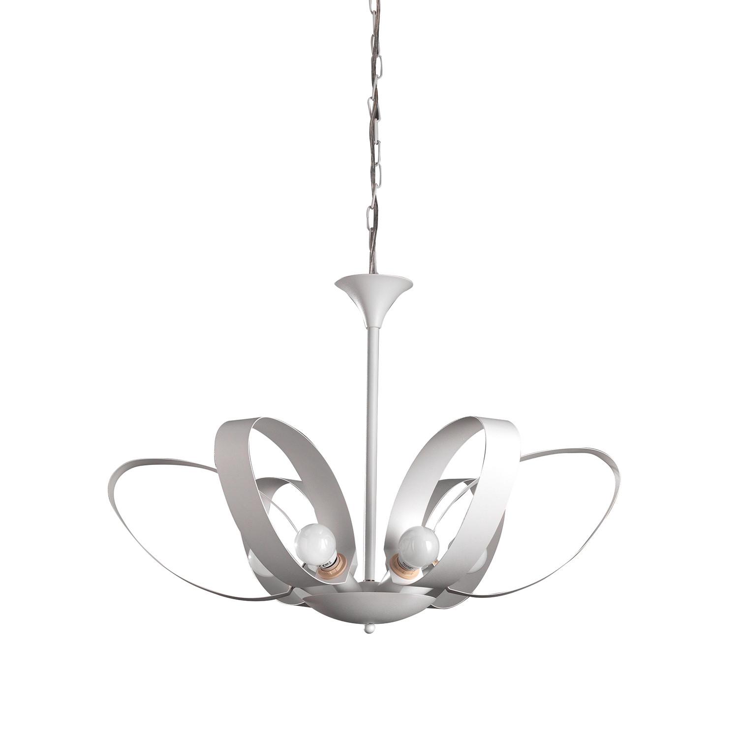 Kronleuchter Serena Weiß max. 6 Watt - Weiß, Design, Metall (65/110cm)
