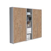 Aktenschrank Office Edition Sw Set 10 Grau/Eichefarben - Eichefarben/Grau, MODERN, Holzwerkstoff (212,9/185,6/33cm) - MID.YOU