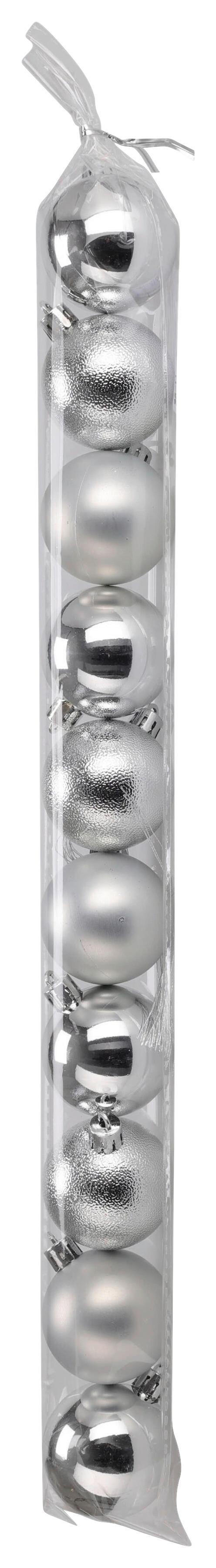Christbaumkugel Set Mary Silberfarben 10-teilig - Silberfarben, KONVENTIONELL, Kunststoff (5cm) - Mömax