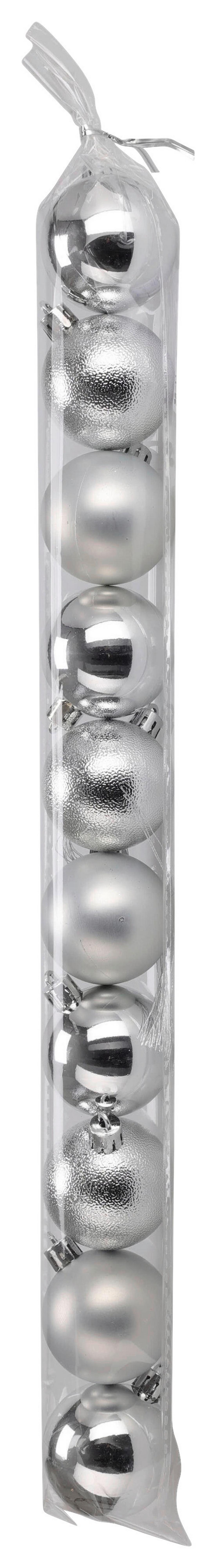 Christbaumkugel Set Mary Silberfarben 10-teilig - Silberfarben, KONVENTIONELL, Kunststoff (5cm) - Mömax