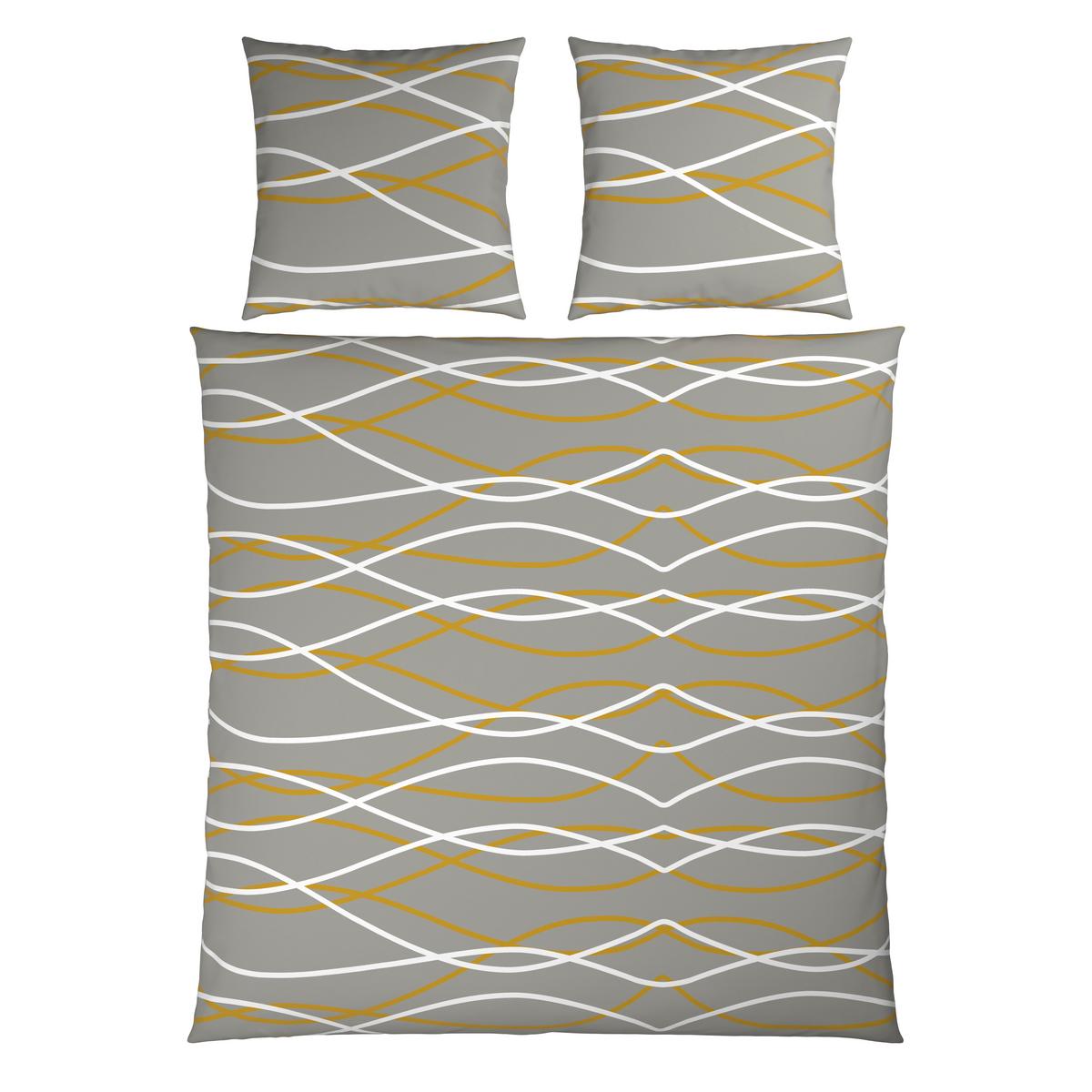 Bettwäsche Welle XL Goldfarben/Grau ca. 200x200cm - Goldfarben/Grau, MODERN, Textil (200/200cm) - Mömax