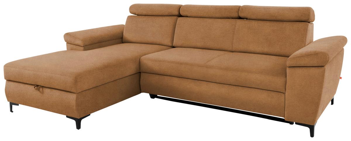Sedežna Garnitura Santi, Oranžna, Ležišče, Predal - črna/oranžna, Moderno, kovina/tekstil (176/258cm) - Modern Living
