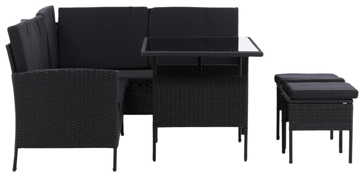 Dining-Loungeset Knock Schwarz - Schwarz, KONVENTIONELL, Kunststoff - Gardenson