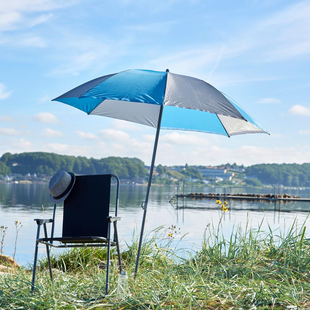Sonnenschirm in Blau/Dunkelgrau - Blau/Dunkelgrau, MODERN, Kunststoff/Metall (180cm) - Mömax