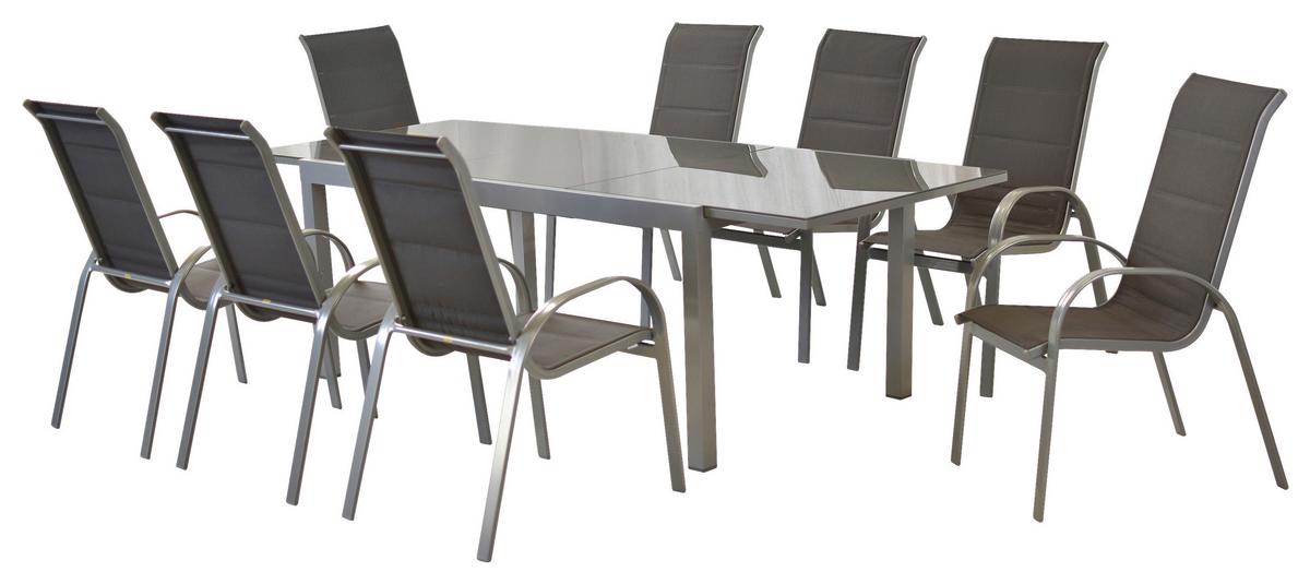 GARTENSET AMALFI DI LUSSO - Anthrazit/Silberfarben, MODERN, Textil/Metall - Gardenson