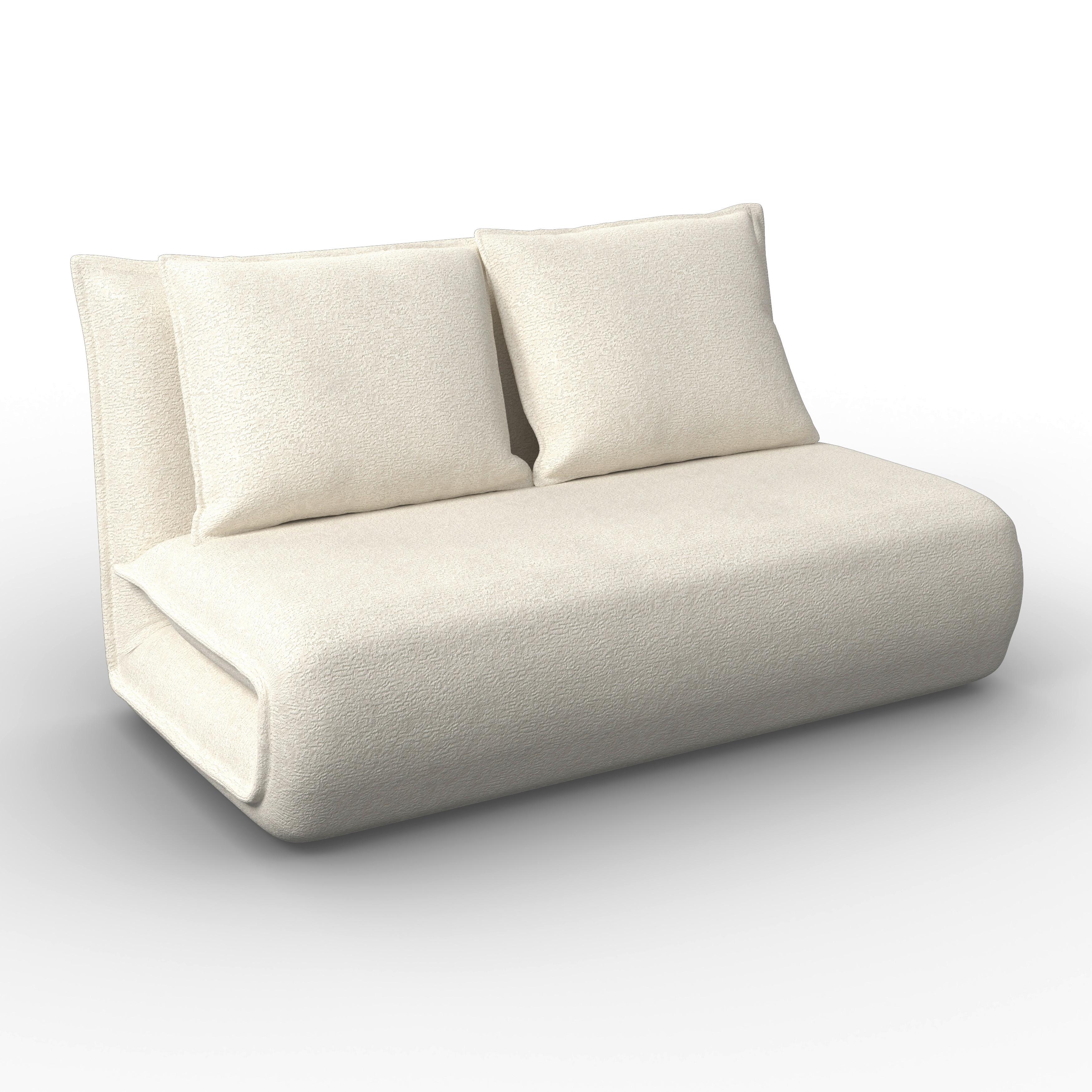 Schlafsofa Macy Bouclé Weiß - Weiß, MODERN, Textil/Metall (140/35/63cm) - Bessagi Home