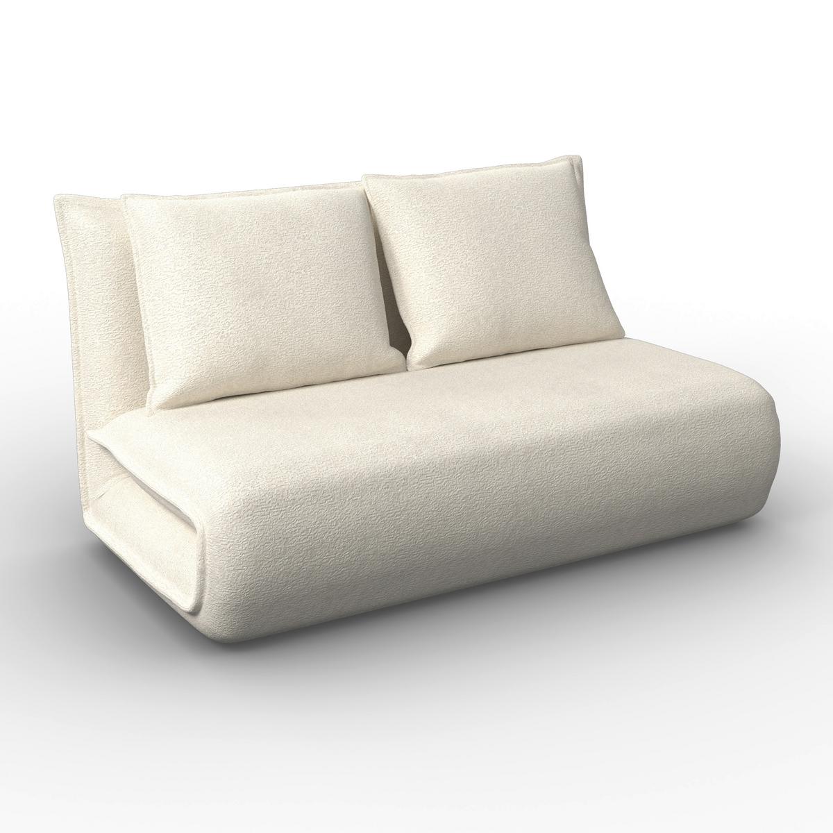 Schlafsofa Macy Bouclé Weiß - Weiß, MODERN, Textil/Metall (140/35/63cm) - Bessagi Home
