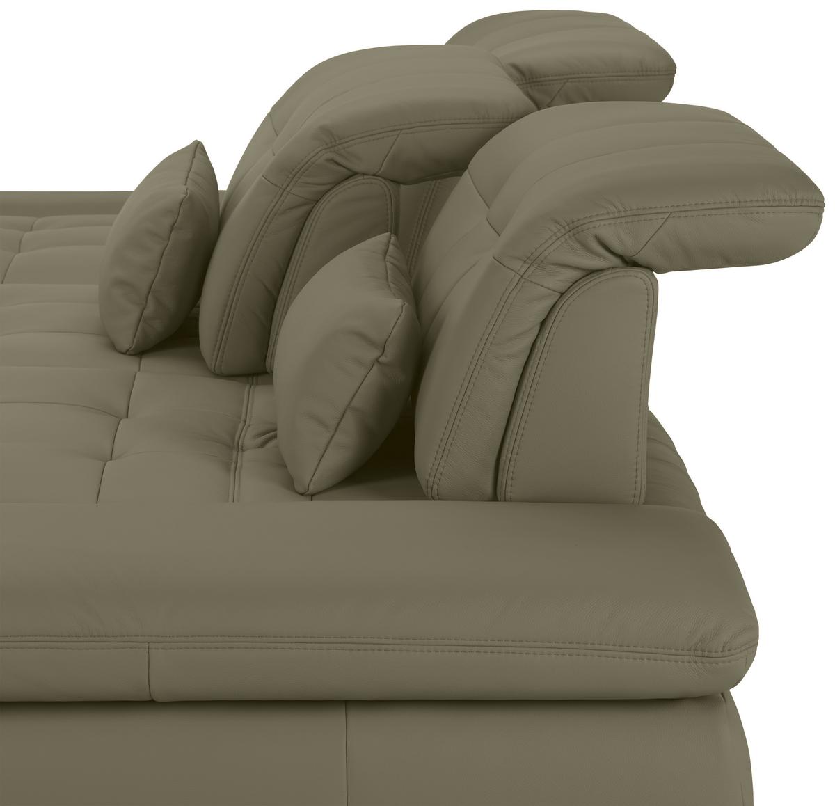 Wohnlandschaft Sanfino Leder Grau - Chromfarben/Grau, KONVENTIONELL, Leder/Metall (199/79-96/305cm) - Premium Living