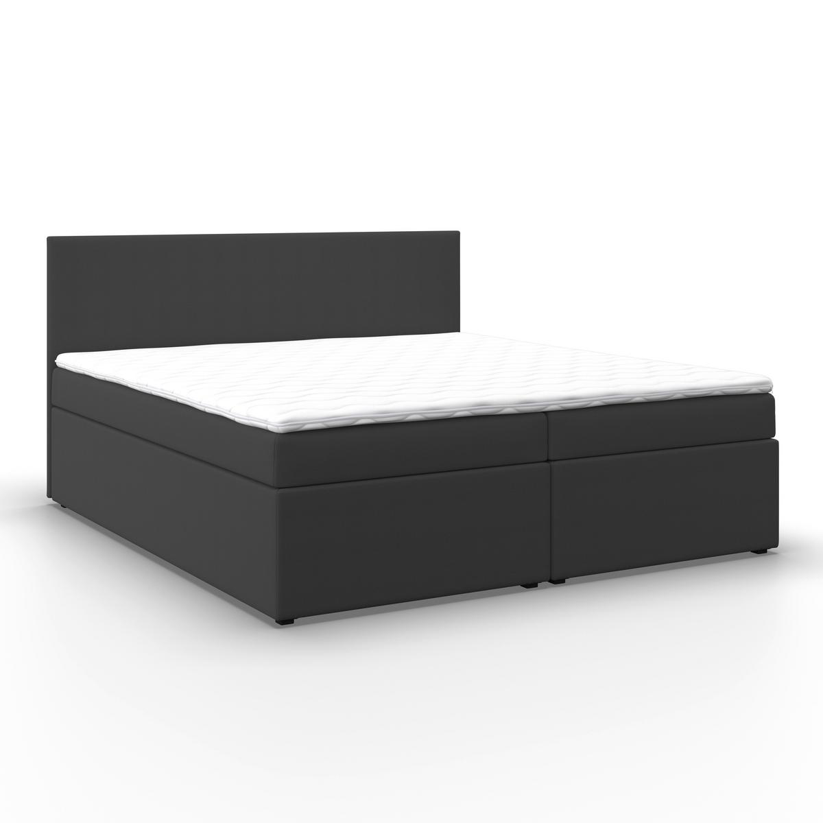 Boxbett Lucy ca. 180x200 cm Dunkelgrau mit Topper - Dunkelgrau, MODERN, Holz/Holzwerkstoff (180/200cm) - Bessagi Home