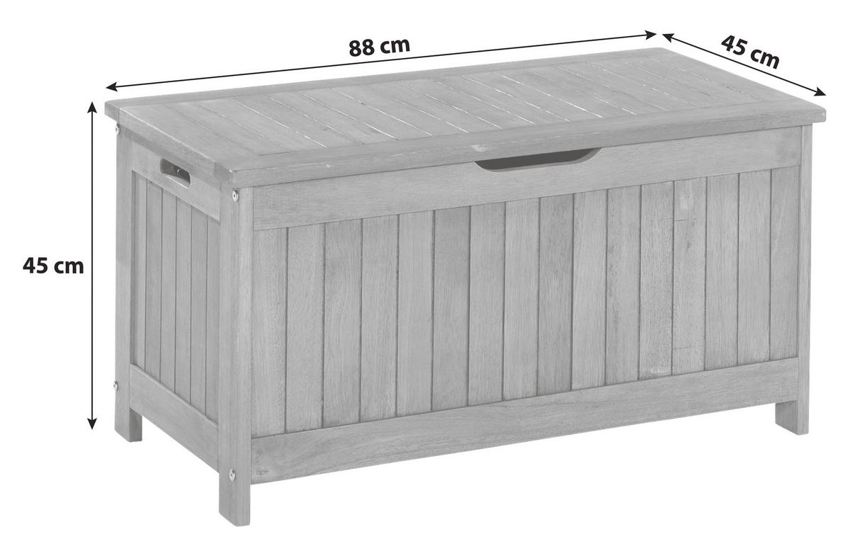 Kissenbox BxHxT: 88x45x45 cm Echtholz - Naturfarben, ROMANTIK / LANDHAUS, Holz (88/45/45cm) - Gardenson