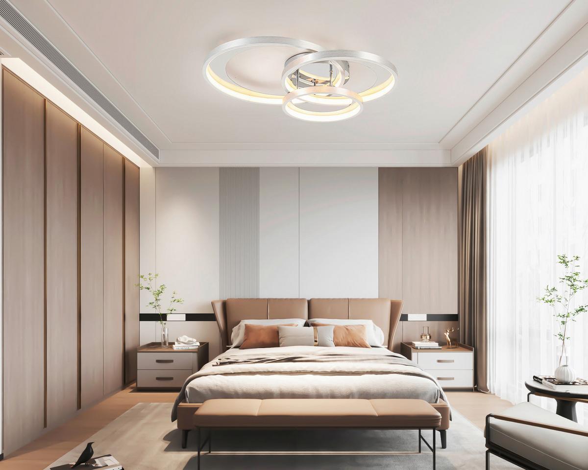 LAMPA SUFITOWA LED MATTEO *SBN*SH* - kolor aluminiowy/kolor chromowy, Design, tworzywo sztuczne/metal (54,2/46,8/11cm) - Novel