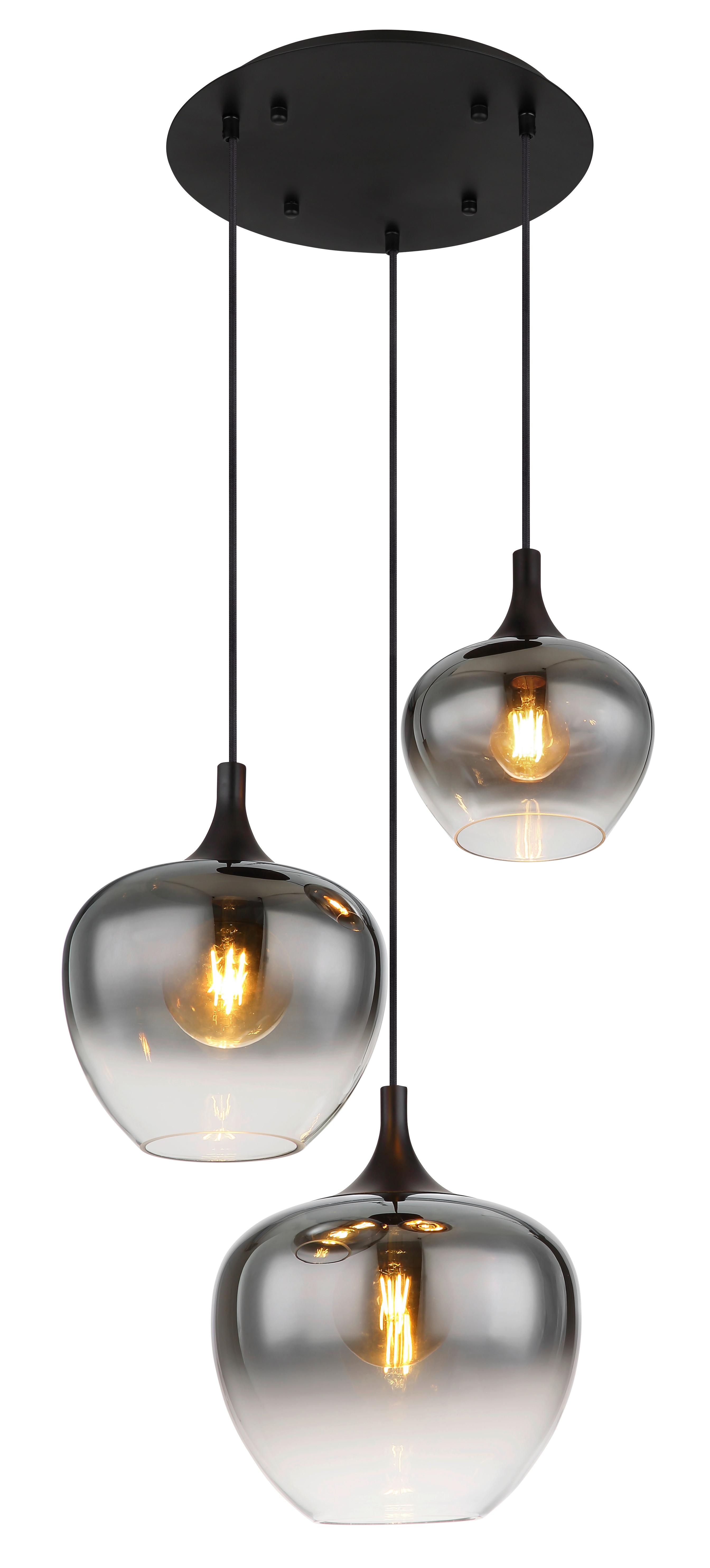 Függőlámpa 15548-3h  Maxy - fekete, Design, Üveg/fém (48/120cm) - Globo