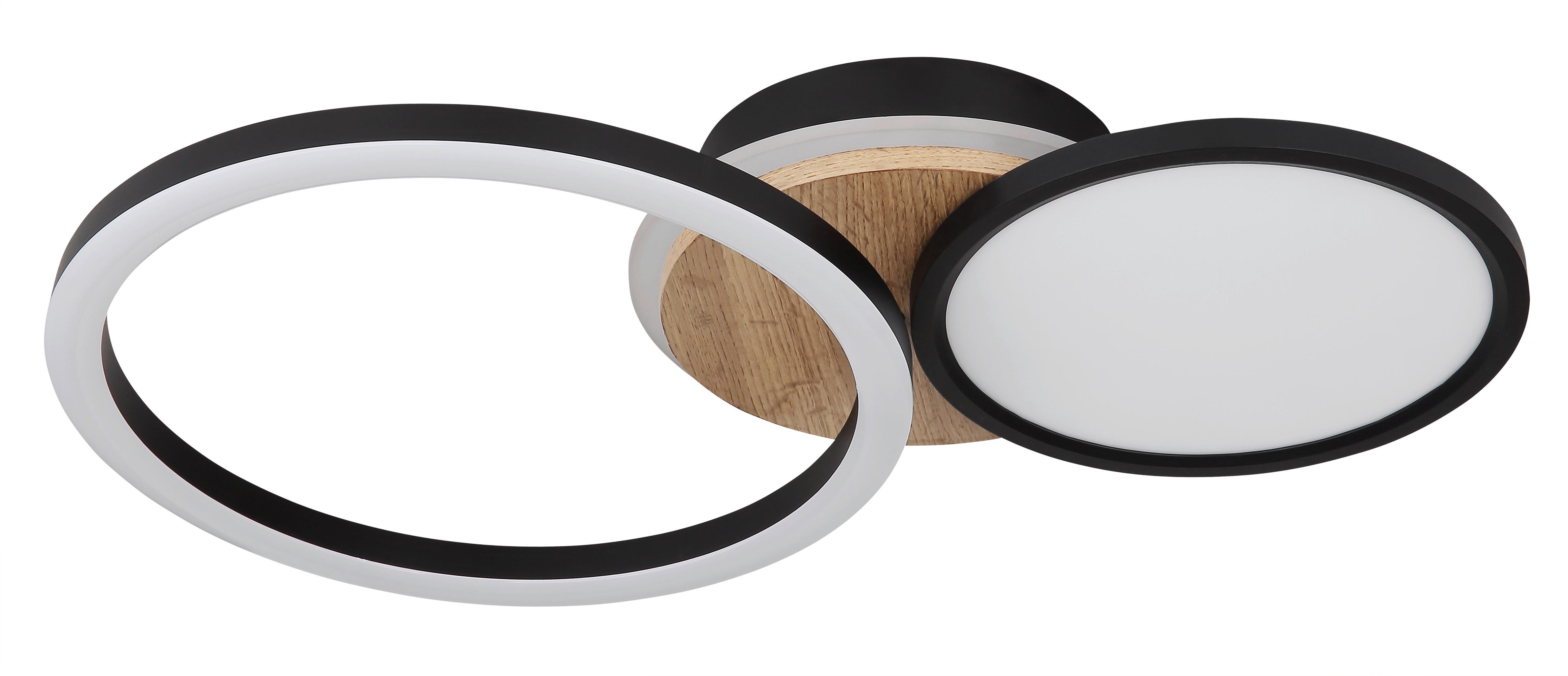 LED-DECKENLEUCHTE 67273-28 SID - Weiss/Dunkelbraun, Design, Holzwerkstoff/Kunststoff (51,5/30/10,5cm) - Globo