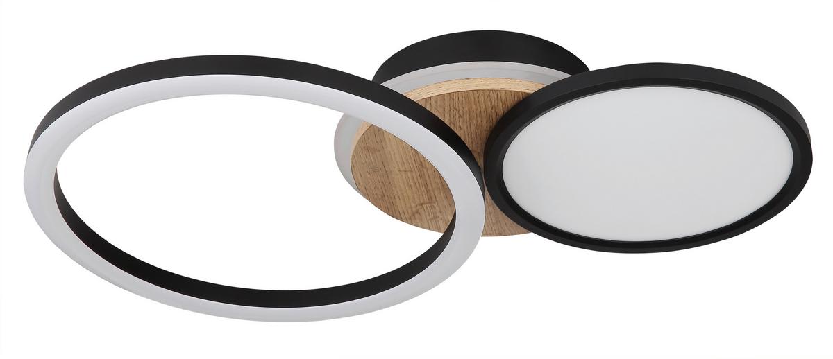 LED-DECKENLEUCHTE 67273-28 SID - Weiss/Dunkelbraun, Design, Holzwerkstoff/Kunststoff (51,5/30/10,5cm) - Globo