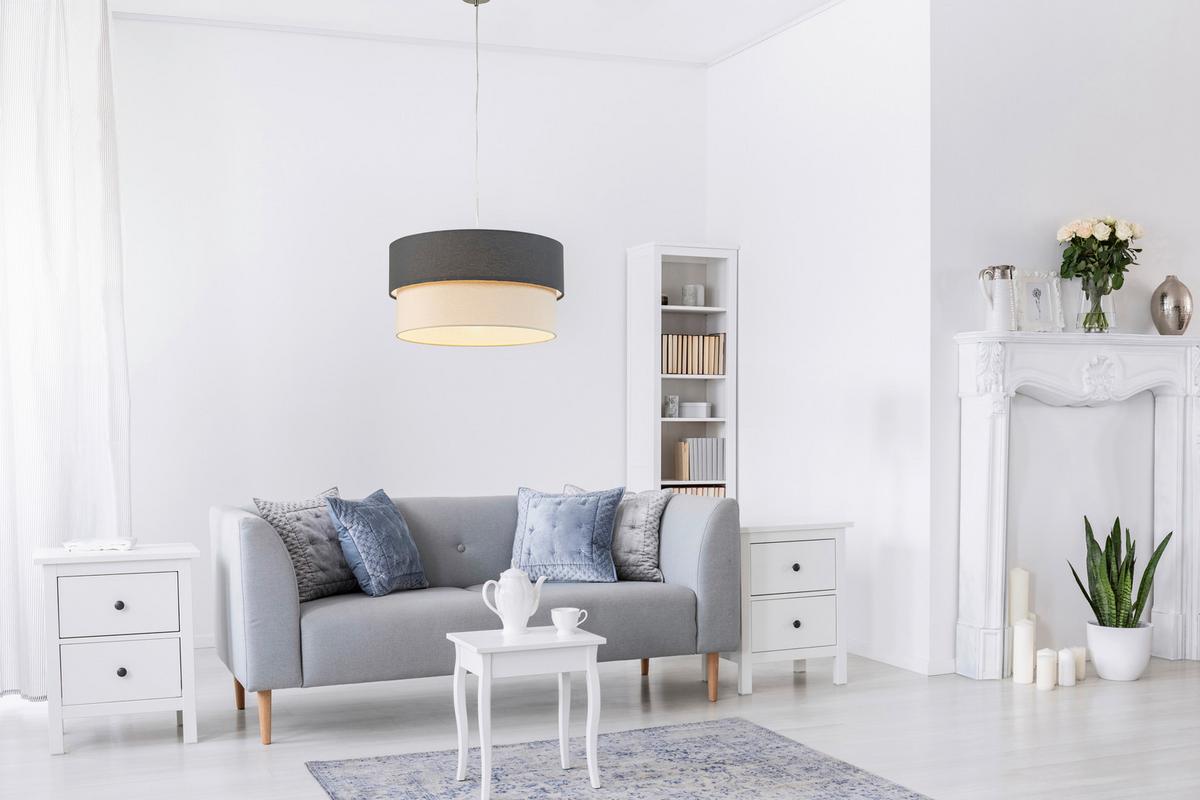 LAMPA WISZĄCA GINA - antracytowy/kolor naturalny, Design, tworzywo sztuczne/metal (45/120cm) - Novel