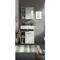 Badezimmer-Set COPA 2-teilig, Grau/Weiß Hochglanz - Chromfarben/Weiß Hochglanz, MODERN, Holzwerkstoff/Kunststoff (60cm) - MID.YOU
