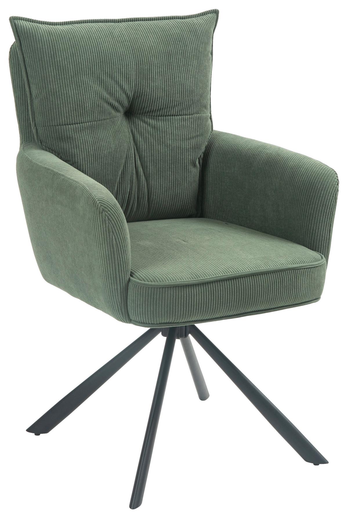 KRZESŁO Z PODŁOKIETNIKAMI POINT -EXKLUSIV- - czarny/oliwkowa zieleń, Design, metal/tkanina (60/95/67cm) - Novel