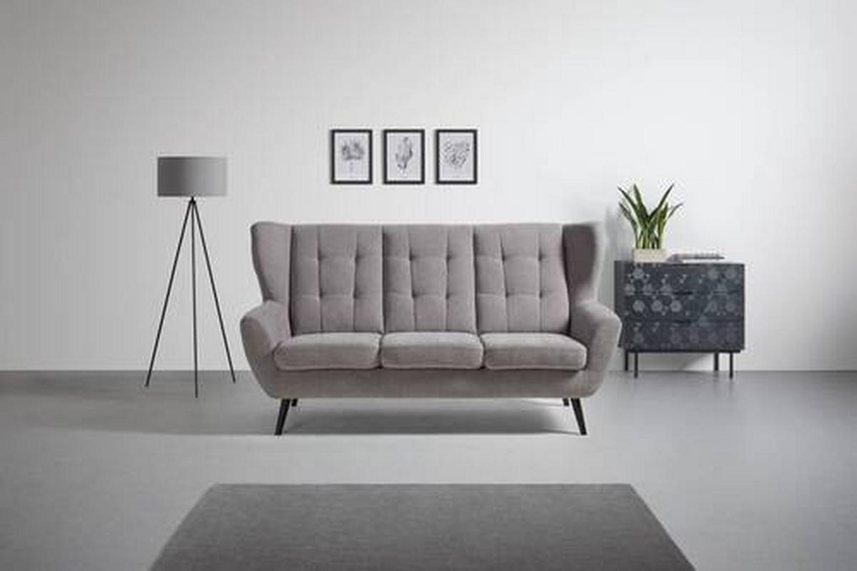 Canapea cu 3 locuri HELSINKI - gri închis/gri, Modern, lemn/textil (193/102/90cm) - Mömax