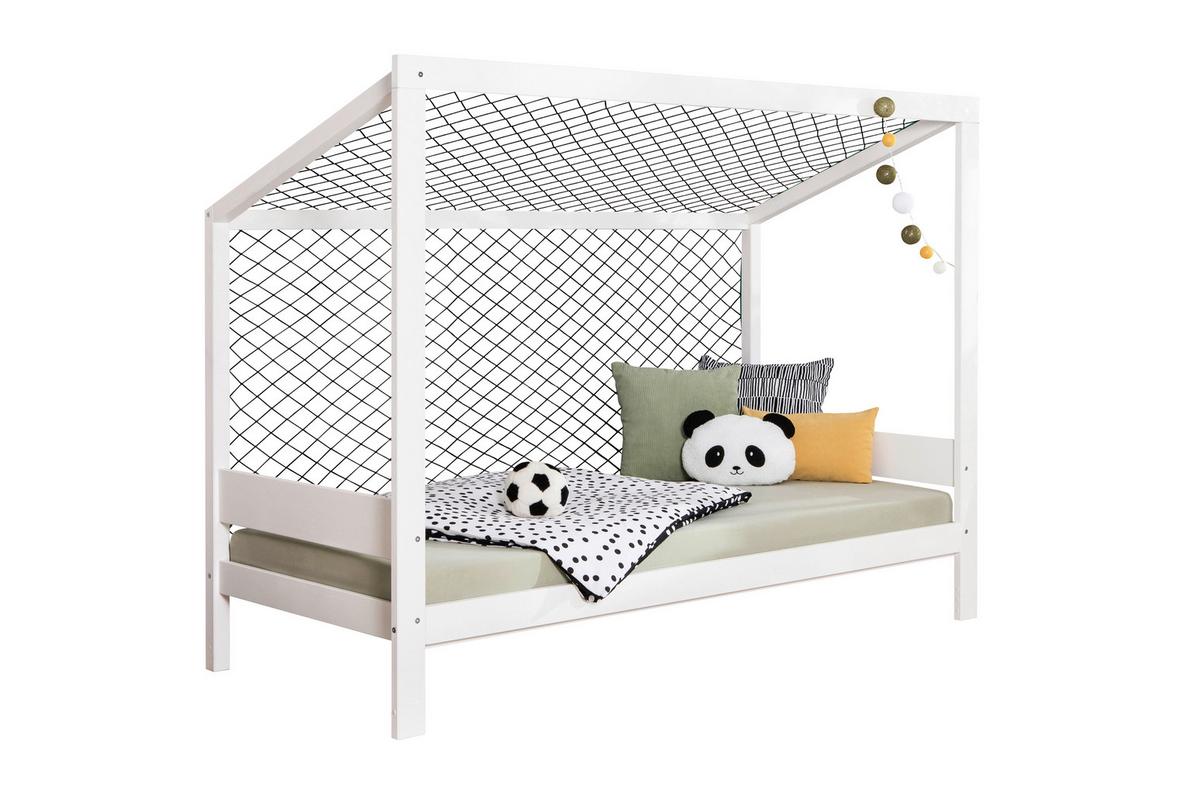 Bodenbett Fußball Holz ca. 90x200 cm Weiß - Naturfarben/Weiß, MODERN, Holz/Textil (90/200cm) - MID.YOU