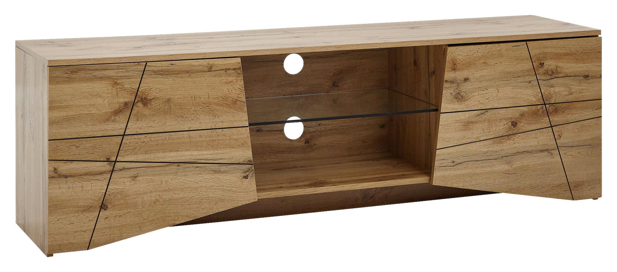 Lowboard Wohnling ca. 160x50 cm Eiche - Braun, MODERN, Glas/Holzwerkstoff (160/50/40cm) - MID.YOU