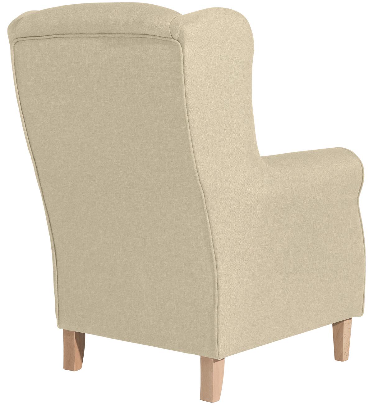 Ohrensessel Lorris Beige Falchgewebe - Beige/Buchefarben, MODERN, Textil (77/103/86cm) - Max Winzer