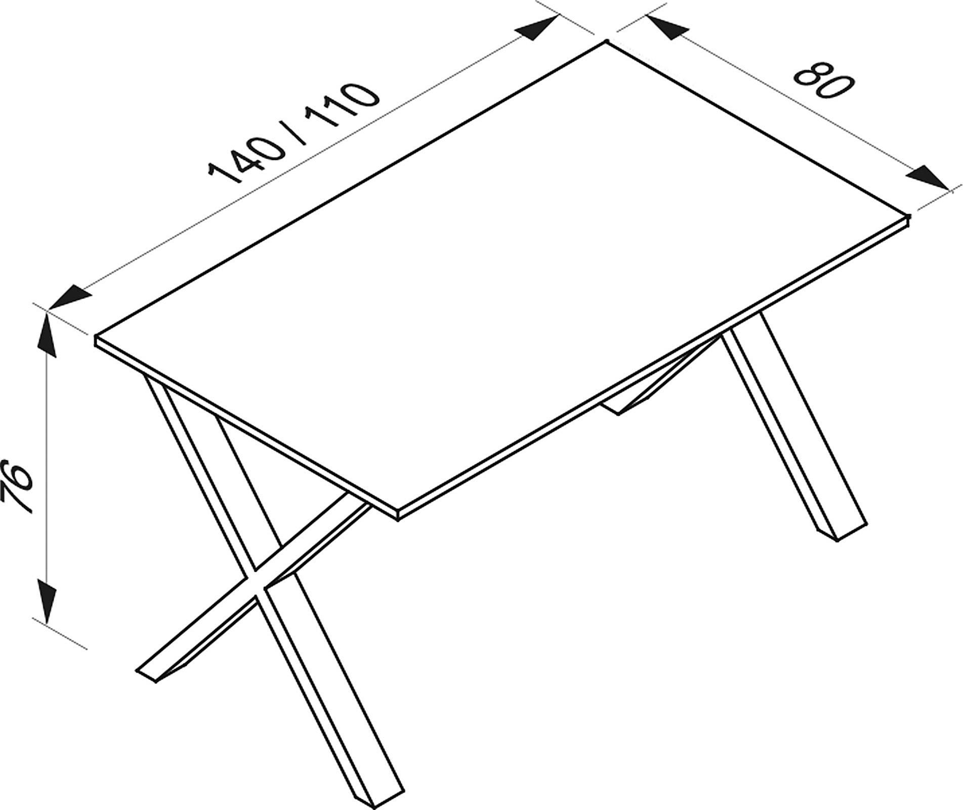 Pisalna Miza Lona, Hrast - srebrne barve/hrast sonoma, Moderno, kovina/leseni material (140/80/76cm) - MID.YOU