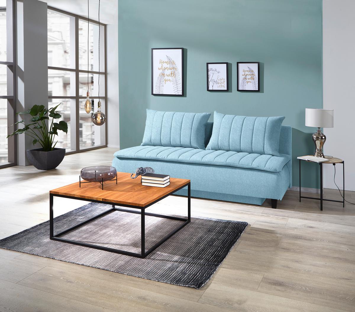 Canapea Boxspring MARINO - albastru deschis, Modern, textil (208/102/96cm) - Luca Bessoni