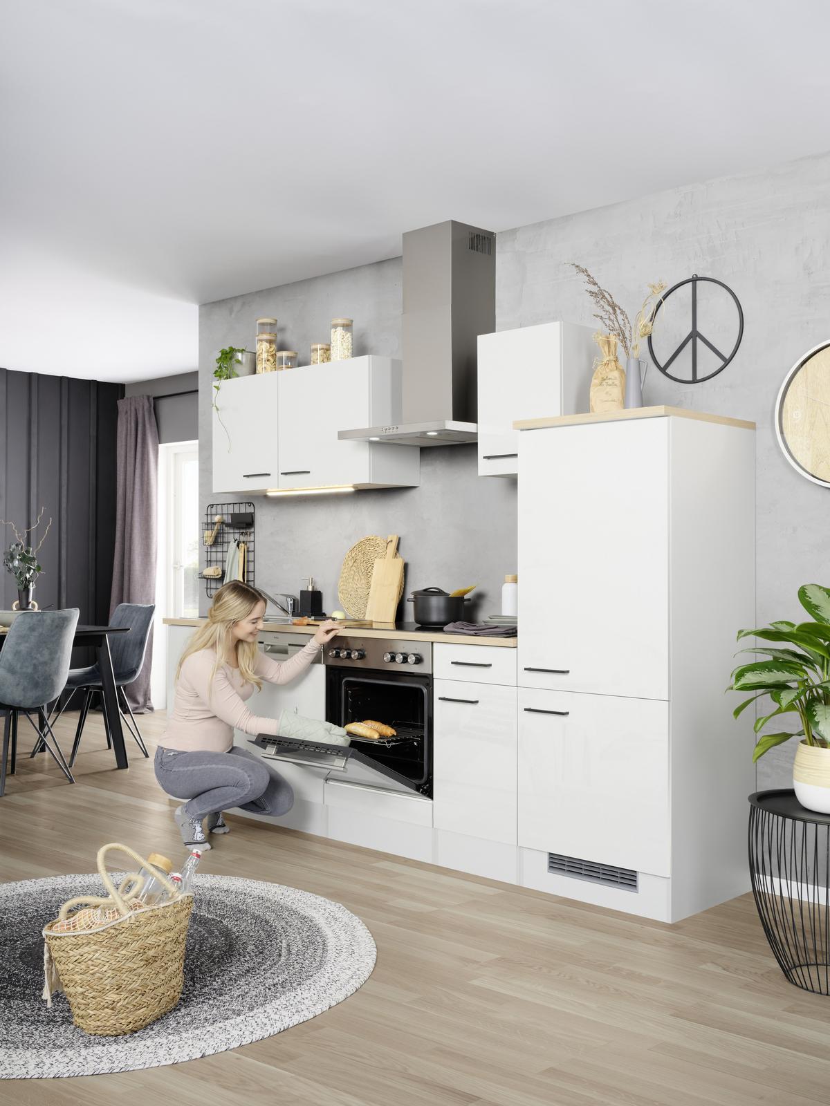 Küchenblock Levi Hellgrau - Hellgrau/Schwarz, MODERN, Holzwerkstoff (270cm) - FlexWell