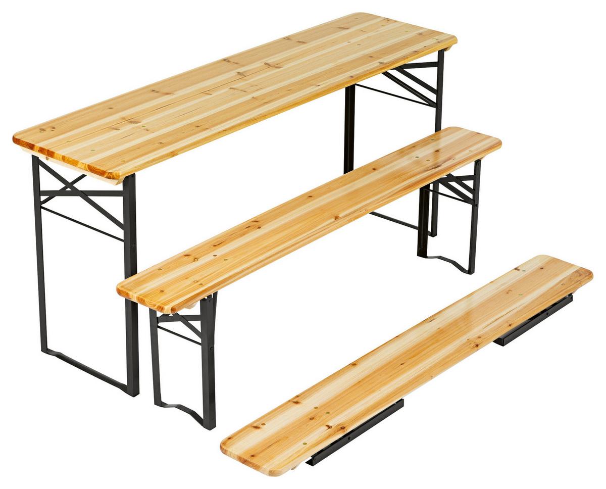 Biertisch Holz klappbar - Fichtefarben/Grün, Basics, Holz/Metall (220/78/50cm) - Gardenson
