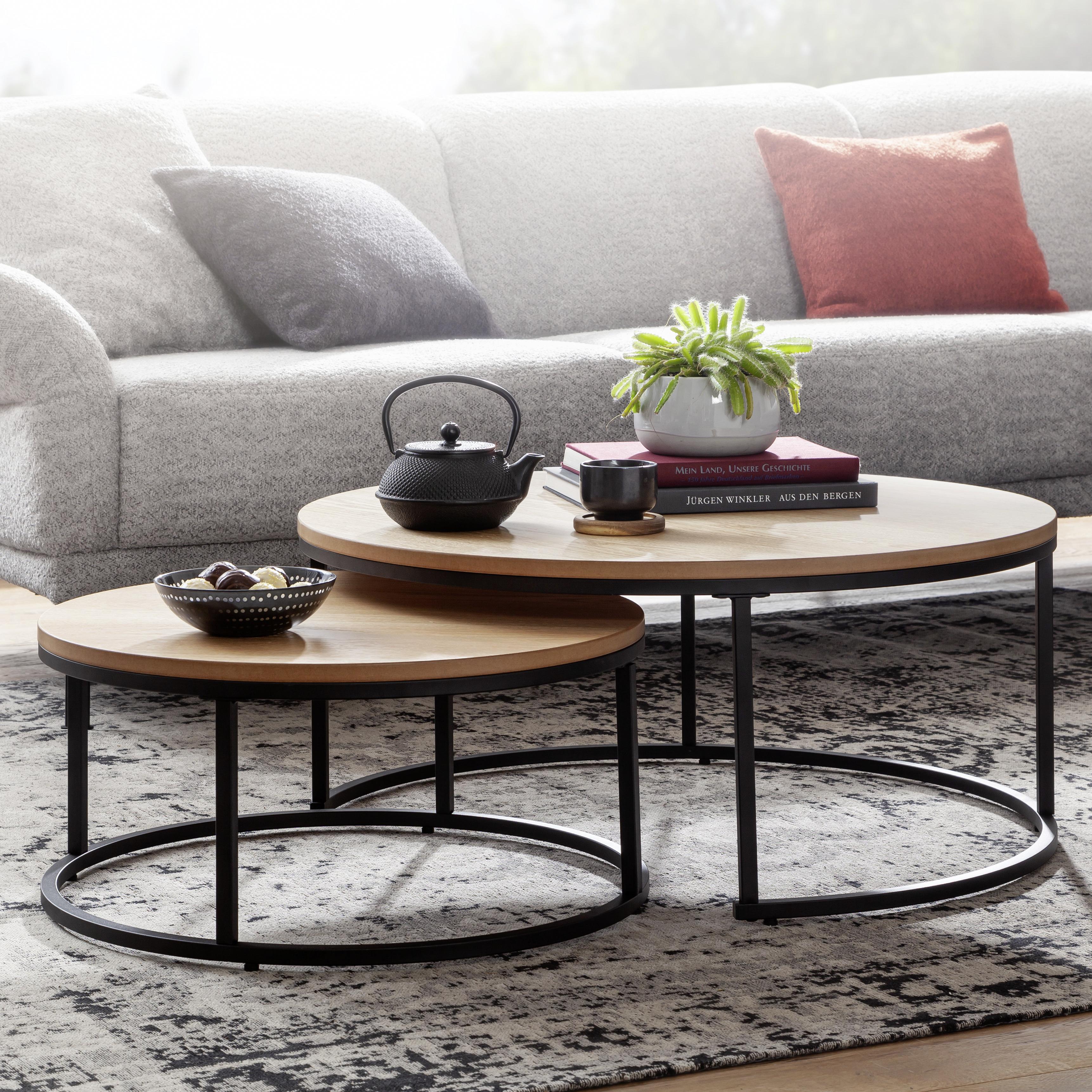 Set Miz Wl6.507 - črna/rjava, Moderno, kovina/leseni material (80/80/36cm) - MID.YOU