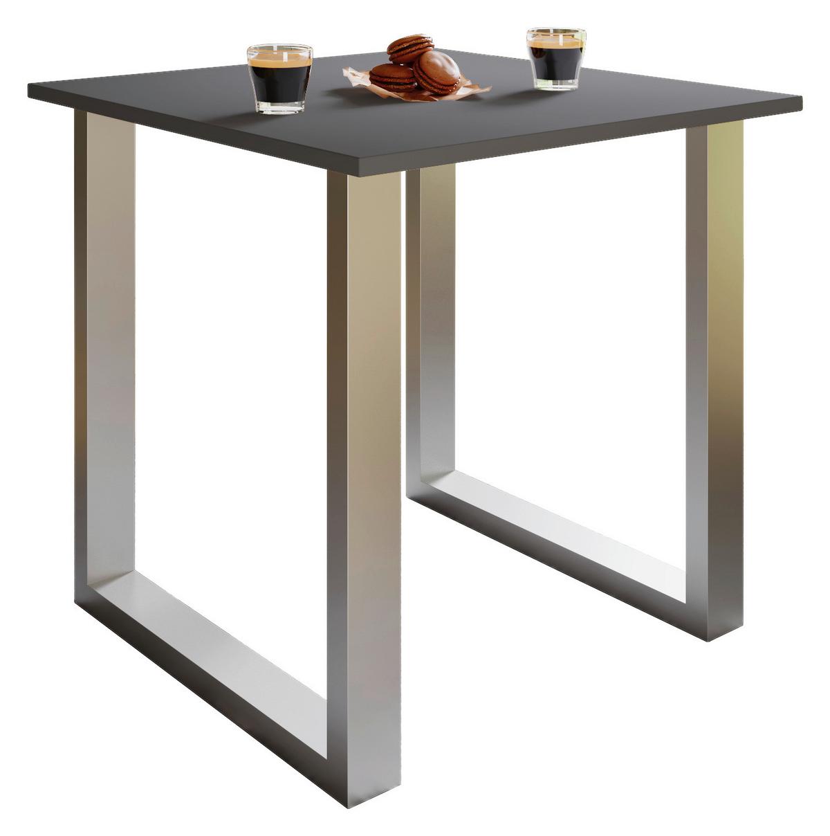 TABLE XONA - anthracite/couleur argentée, Design, métal/matériau de bois (80/80/76cm) - MID.YOU