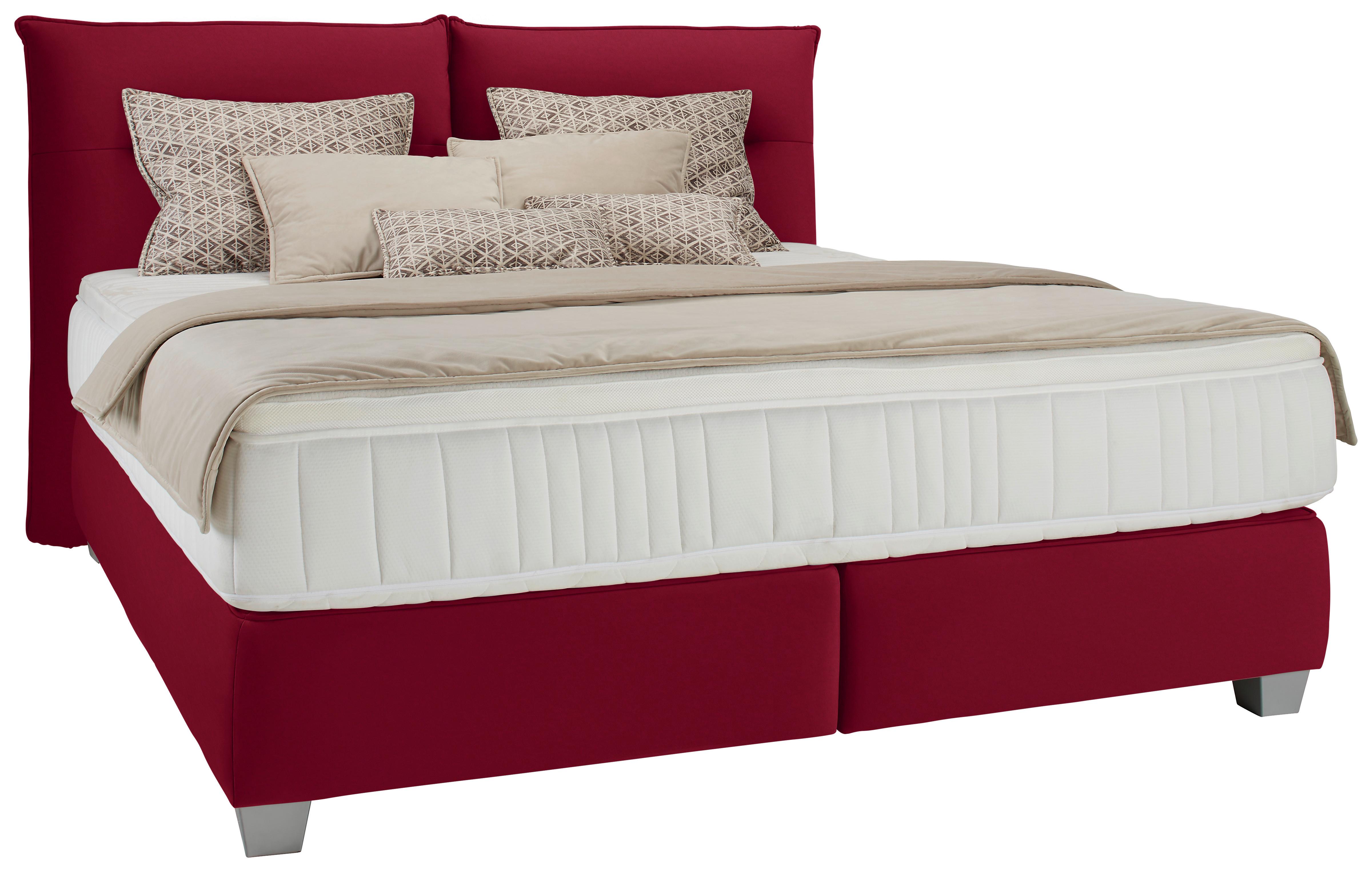 Boxspringbett Fog in Rot ca. 180x200cm - Rot/Silberfarben, Kunststoff/Textil (180/200cm) - Premium Living