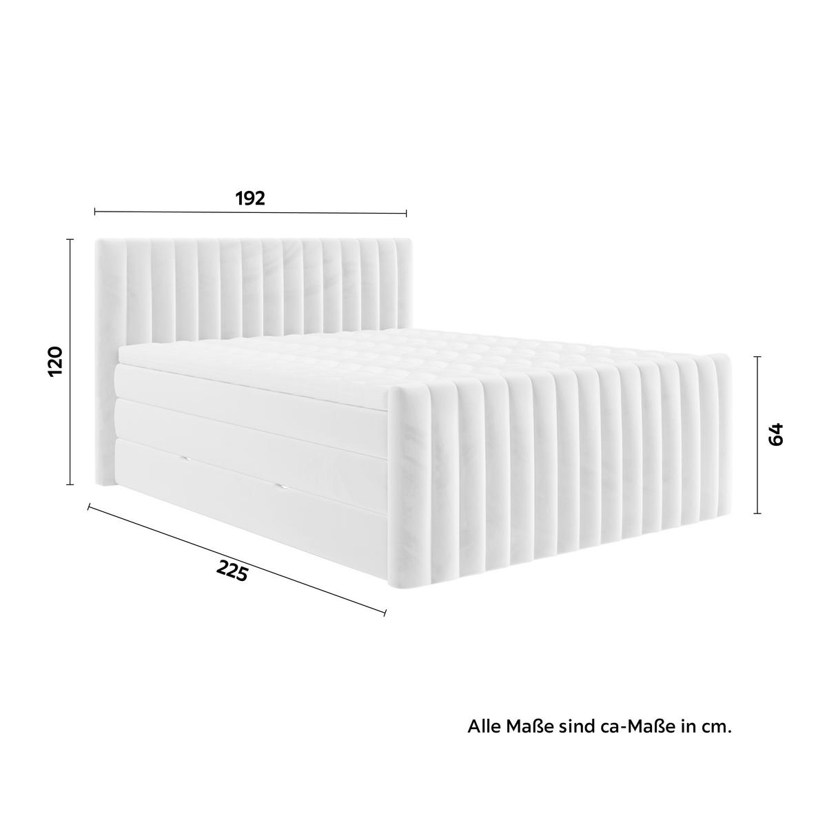 Boxspringbett Simon in Beige ca. 180x200cm - Beige/Schwarz, Konventionell, Holzwerkstoff/Kunststoff (180/200cm) - Premium Living