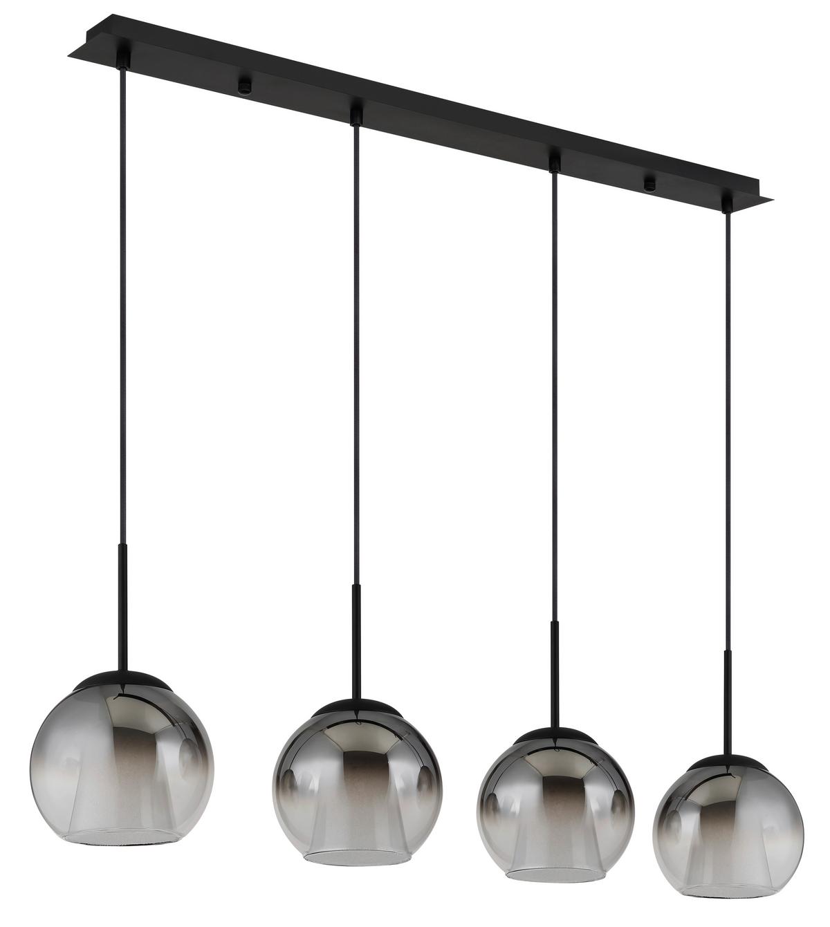HÄNGELEUCHTE 15749-4H BARRY - Klar/Schwarz, Basics, Glas/Textil (100/18/120cm) - Globo