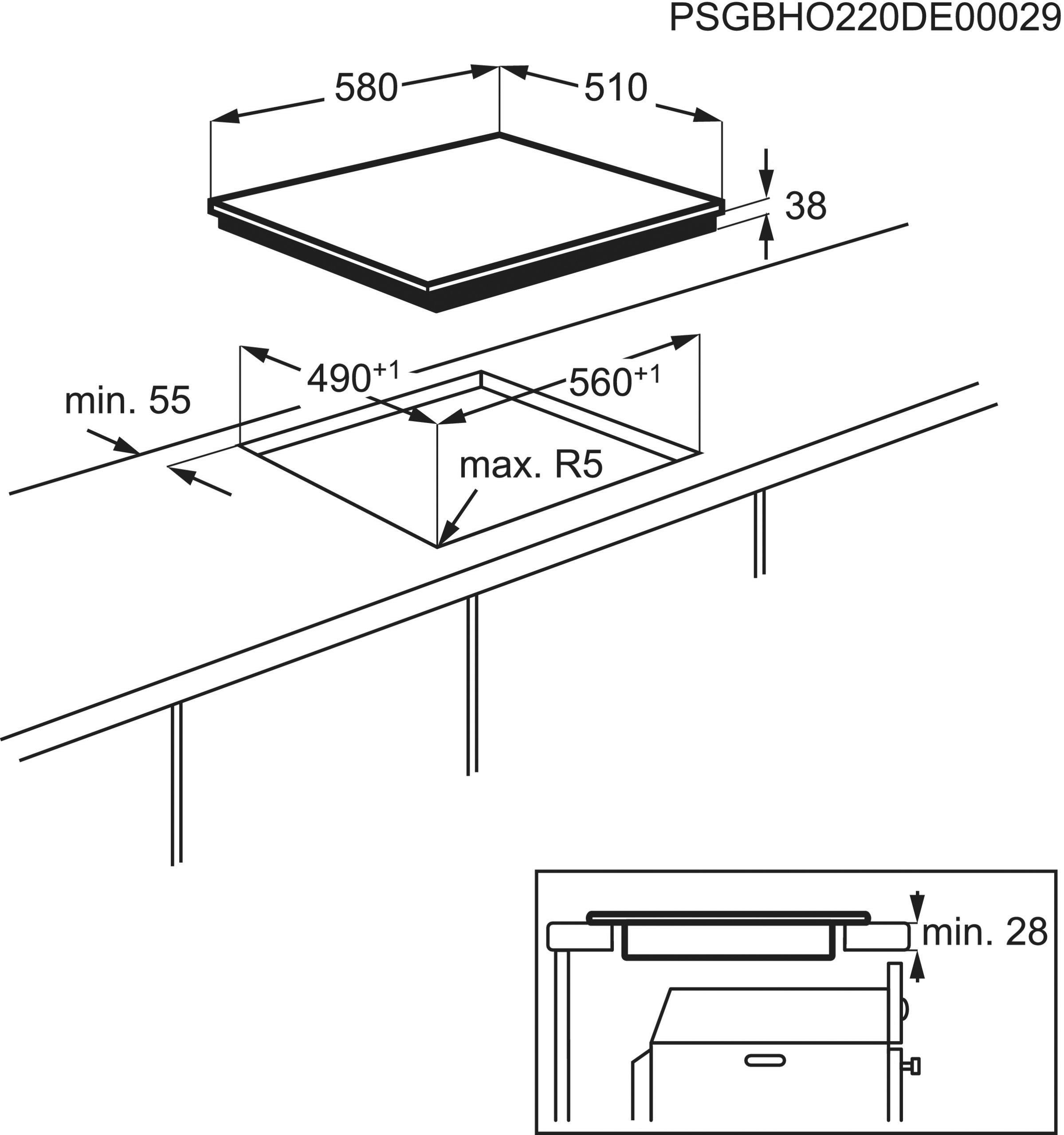 PŁYTA KUCHENNA-CERAMIKA SZKL. LRD6400IK - czarny, Basics, szkło (58/4,0/51cm) - Electrolux