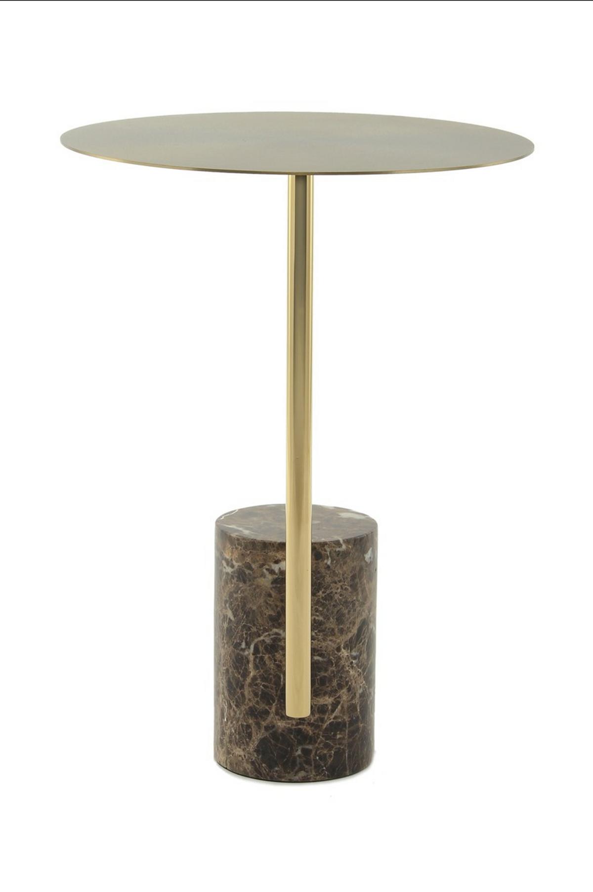 Beistelltisch Beistelltisch Oscar 400 Braun - Goldfarben/Multicolor, Design, Glas/Stein (40/54/40cm) - Kayoom