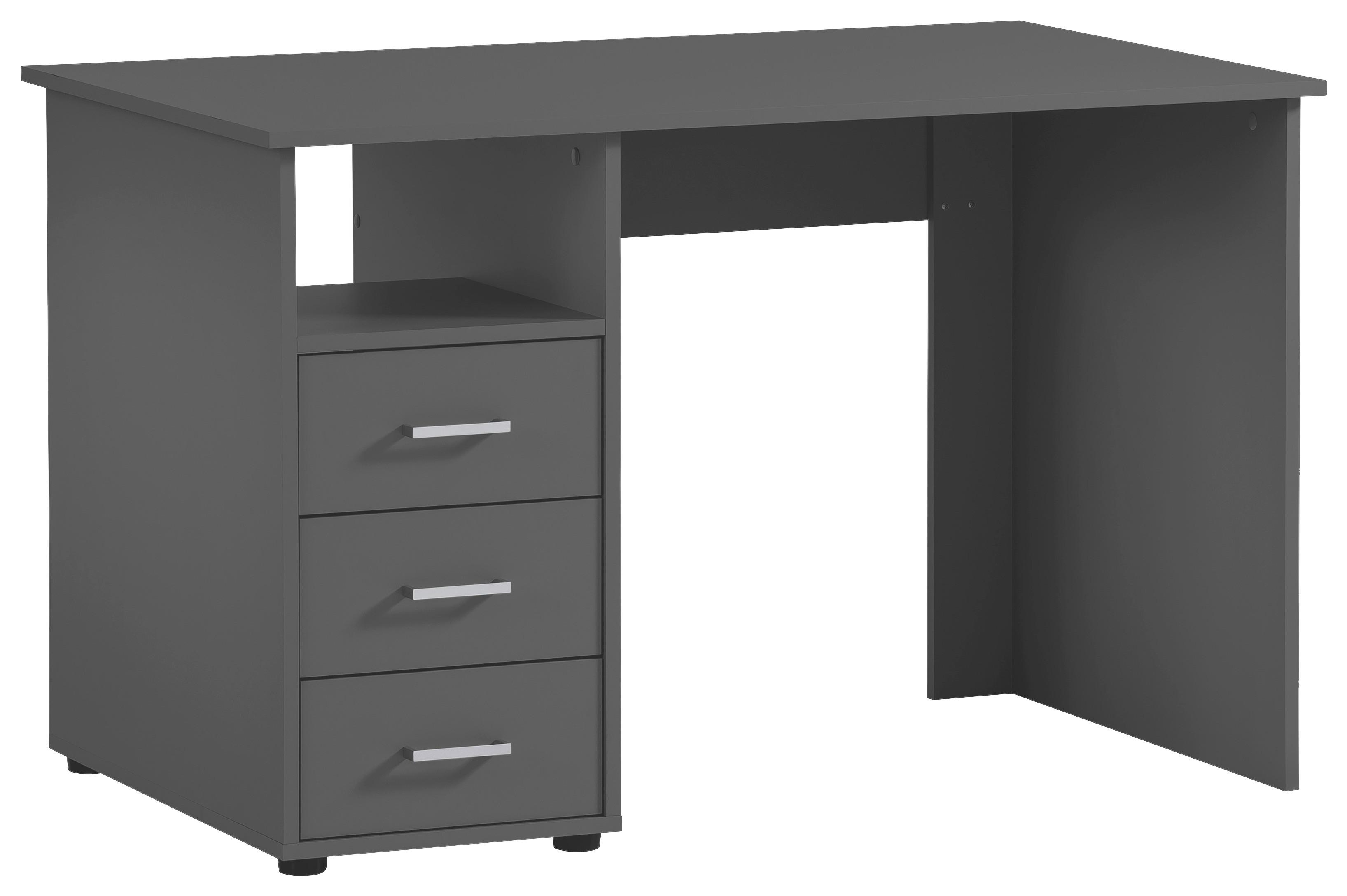 Schreibtisch Niels Anthrazit - Anthrazit/Silberfarben, MODERN, Holzwerkstoff/Metall (70/115,8/74cm) - MID.YOU