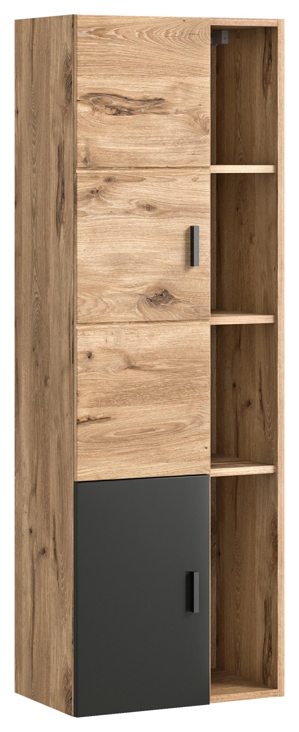Midischrank Grado ca. 48x144 cm Eiche/Grau - Eichefarben/Grau, MODERN, Holzwerkstoff/Metall (48/144/35cm) - MID.YOU