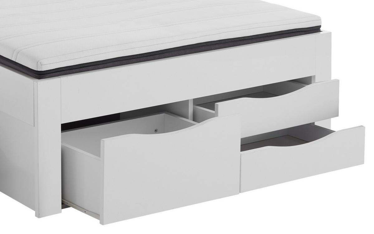 Postelja Maxi, S Predali, Bela, 140x200 - siva/bela, Konvencionalno, leseni material/tekstil (140/200cm) - Mömax