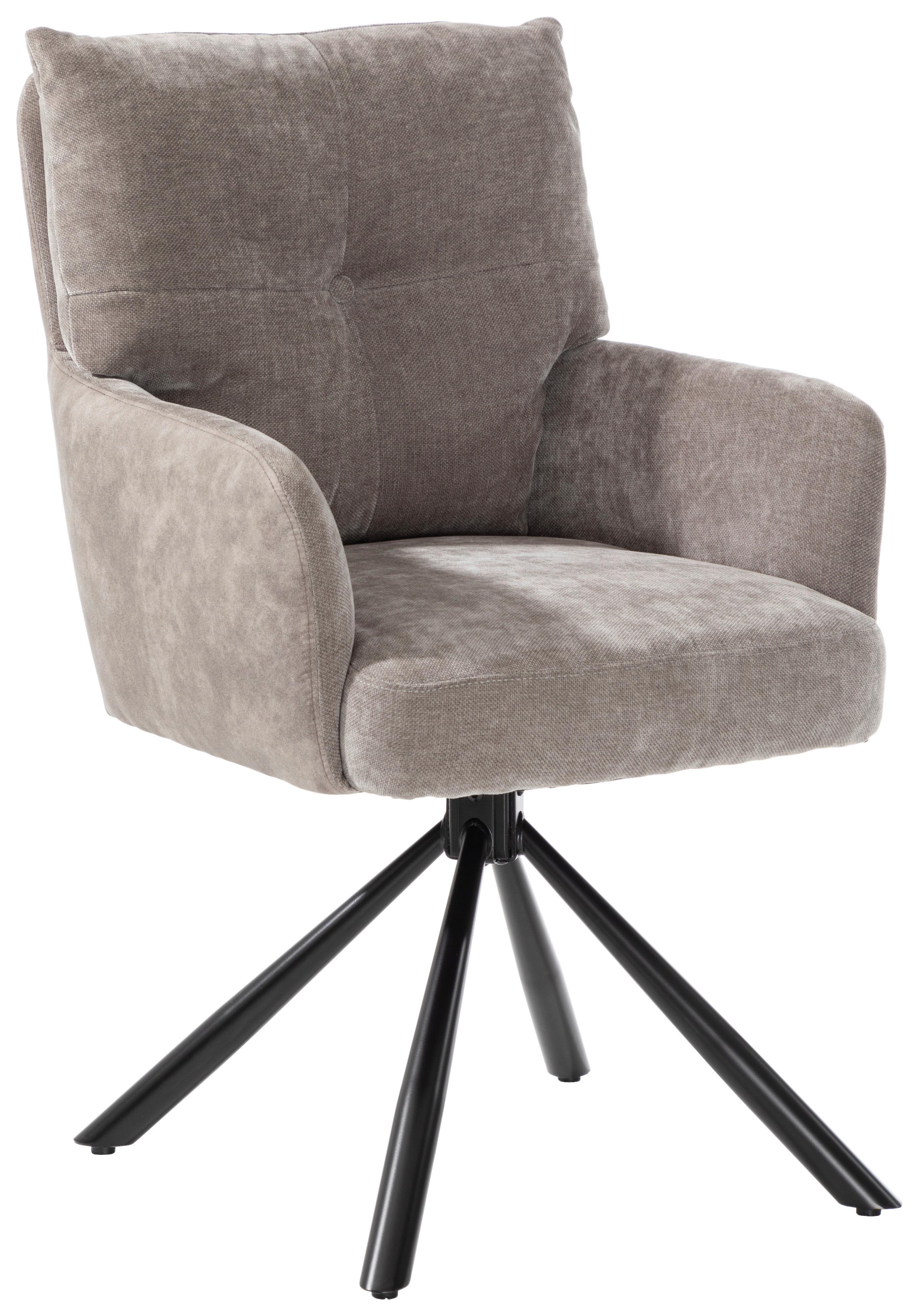 Armlehnstuhl Sophie Grau - Schwarz/Grau, MODERN, Textil/Metall (60/93/67cm) - Premium Living
