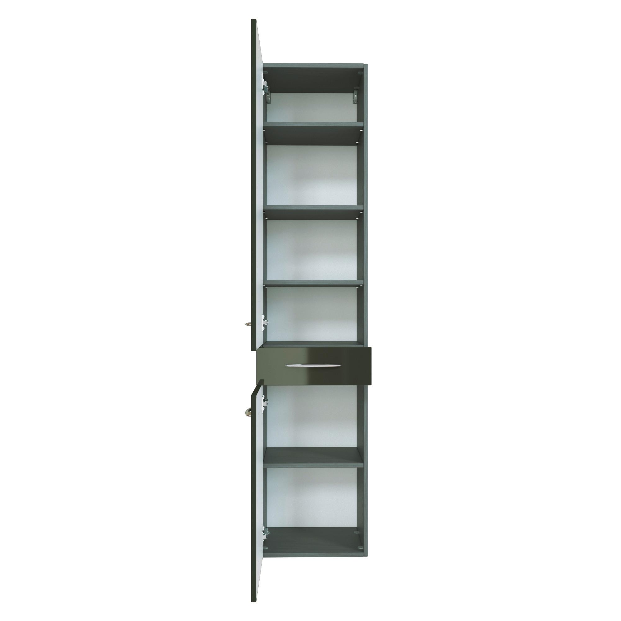 Seitenschrank Florida in Graphitfarben - Chromfarben/Grau, MODERN, Holzwerkstoff/Metall (40/180/35cm)