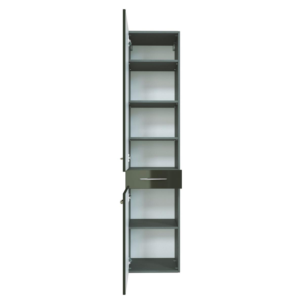 Seitenschrank Florida in Graphitfarben - Chromfarben/Grau, MODERN, Holzwerkstoff/Metall (40/180/35cm)