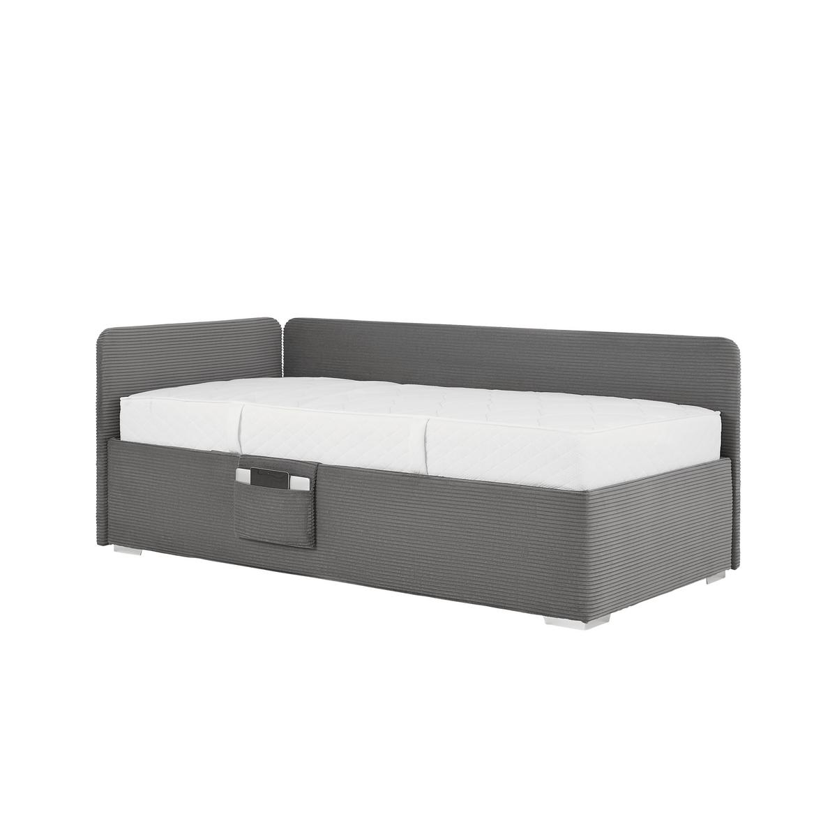 Bett Remi Grau ca. 90x200cm - Chromfarben/Naturfarben, KONVENTIONELL, Holz/Kunststoff (90/200cm) - Mömax