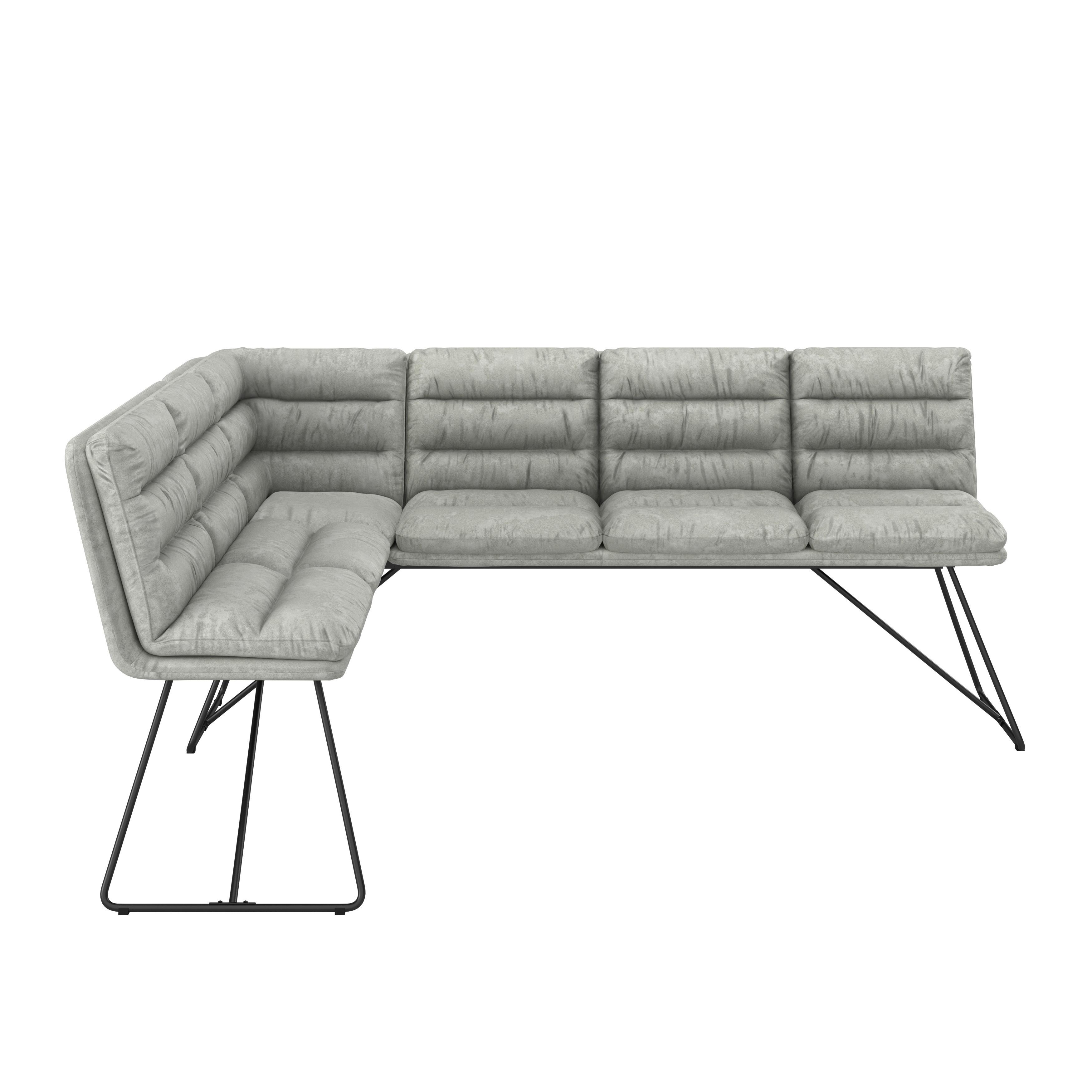 Sitzbank Kona Hellgrau Webstoff Gepolstert - Hellgrau/Schwarz, MODERN, Holz/Textil (135/180cm) - Bessagi Home