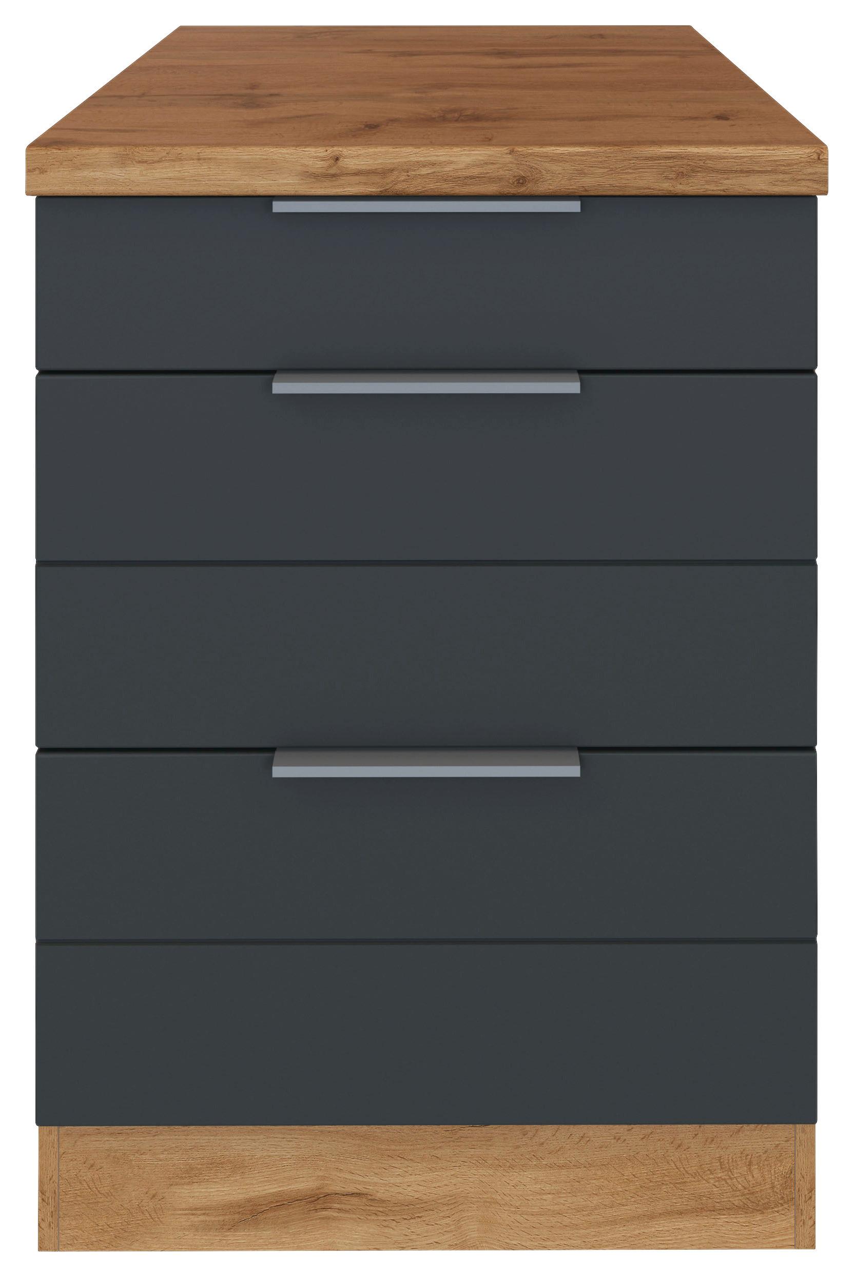 Küchenunterschrank Florenz ca. 60 cm Grau/Eiche - Eiche Wotan/Grau, Design, Holzwerkstoff/Metall (60/86/60cm) - Held