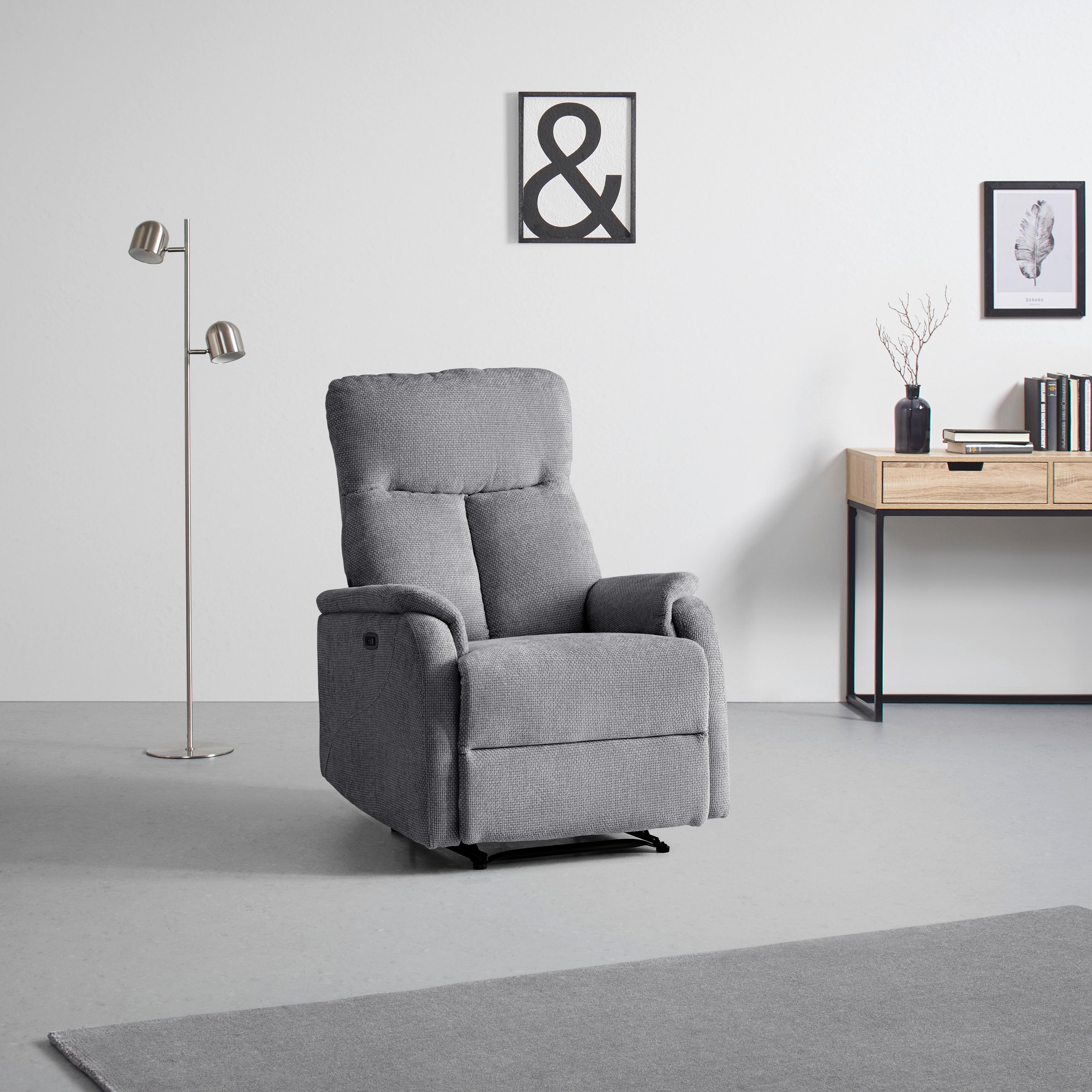RELAXFÅTÖLJ JOHNSY - svart/antracit, Modern, metall/textil (75/106/91cm) - Mömax