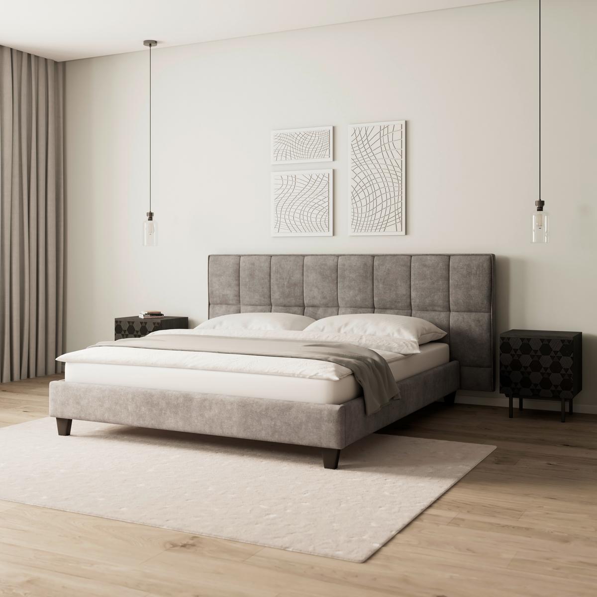 Polsterbett Valeria ca. 180x200 cm Grau - Schwarz/Grau, MODERN, Holz/Holzwerkstoff (180/200cm) - Bessagi Home