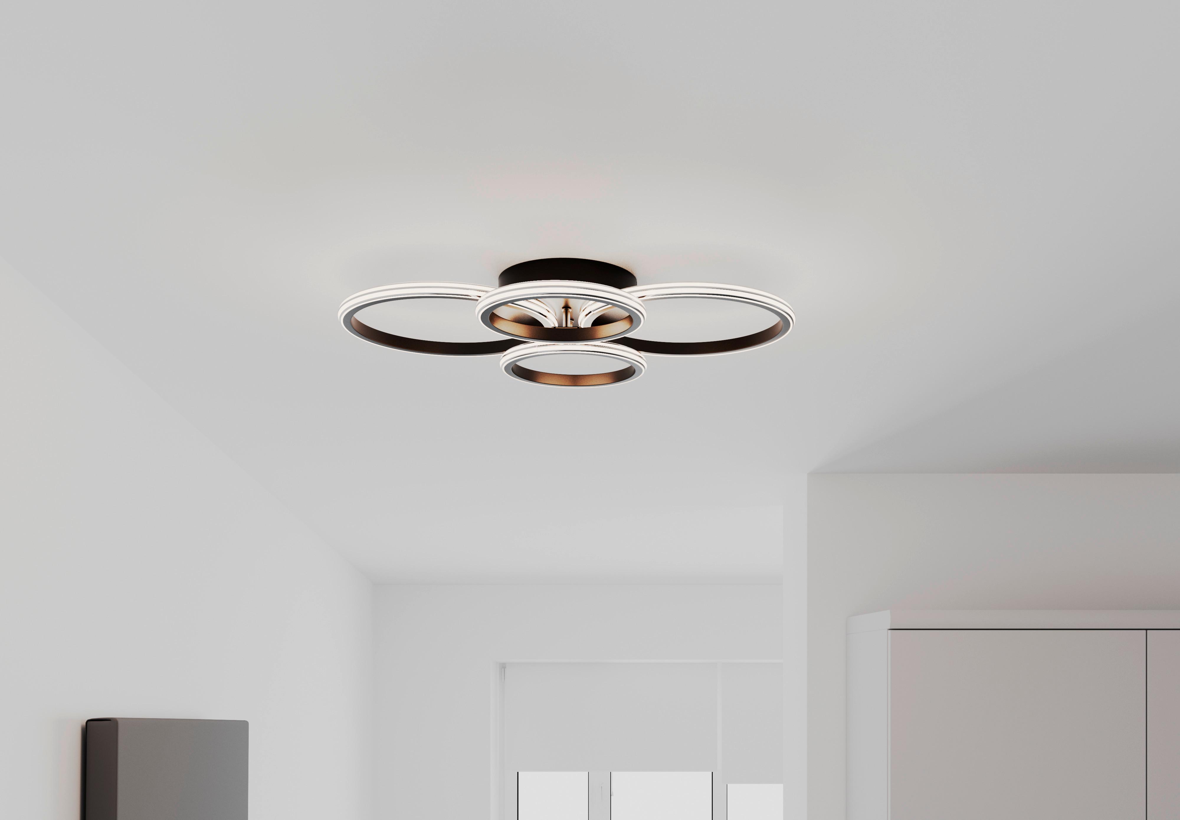 LED-TAKLAMPA MAXI - kromfärg/svart, Modern, metall/plast (62/46/9cm) - Mömax