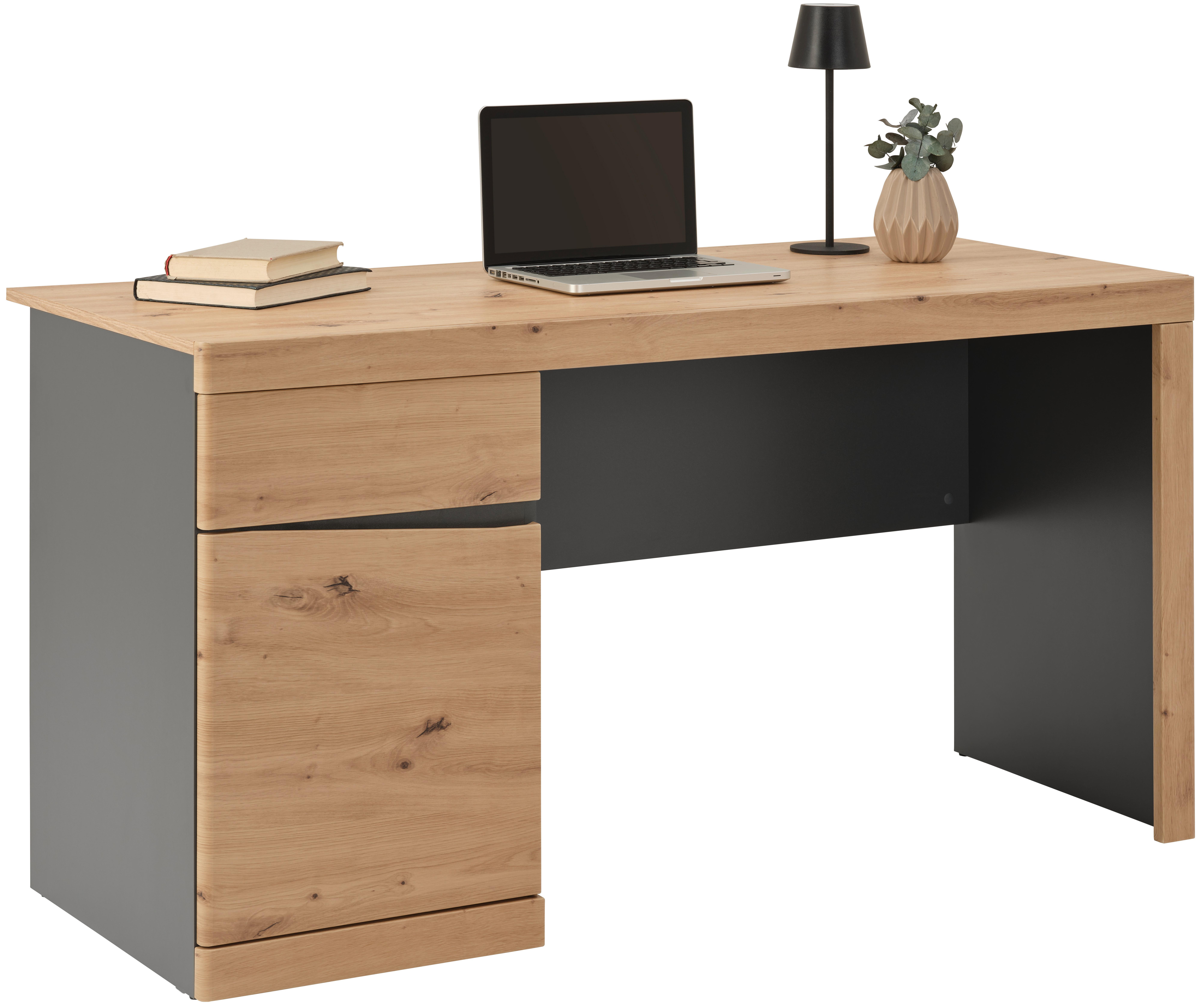 Masă de scris TURINO - stejar Artisan/antracit, Modern, material pe bază de lemn (140/76,5/59,9cm) - Modern Living